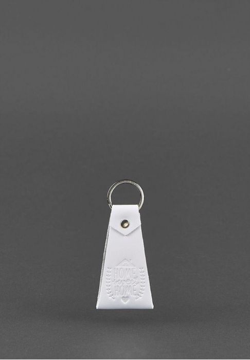 Кожаный белый брелок-петля